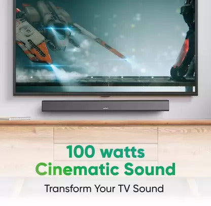 (Open Box) Mivi Fort S100 with 2 in-built subwoofers, Made in India 100 W Bluetooth Soundbar (Black, 2.2 Channel)