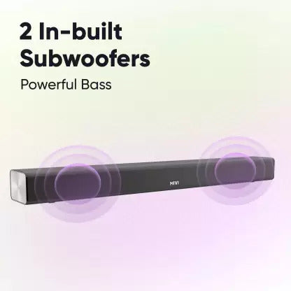 (Open Box) Mivi Fort S100 with 2 in-built subwoofers, Made in India 100 W Bluetooth Soundbar (Black, 2.2 Channel)