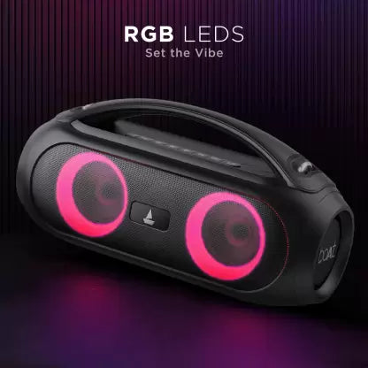 (Open BOx) boAt Partypal 53 Portable Speaker with RGB LEDs and Mic for Calls 30 W Bluetooth Home Audio Speaker (Midnight Black, Stereo Channel)