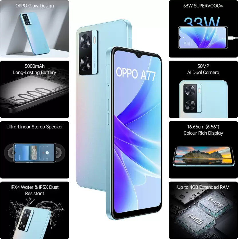 (open box) OPPO A77 CPH2385(IN) Sky Blue (64GB 4GB) India