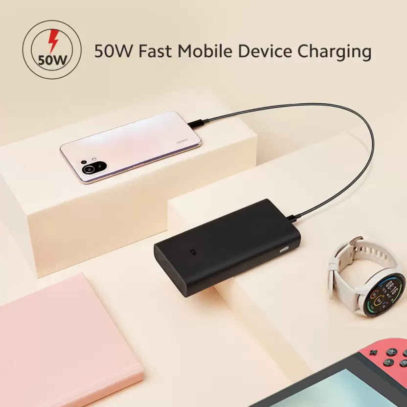 (Open Box) Mi 20000mAh Power Bank 50W Fast Charging, Black