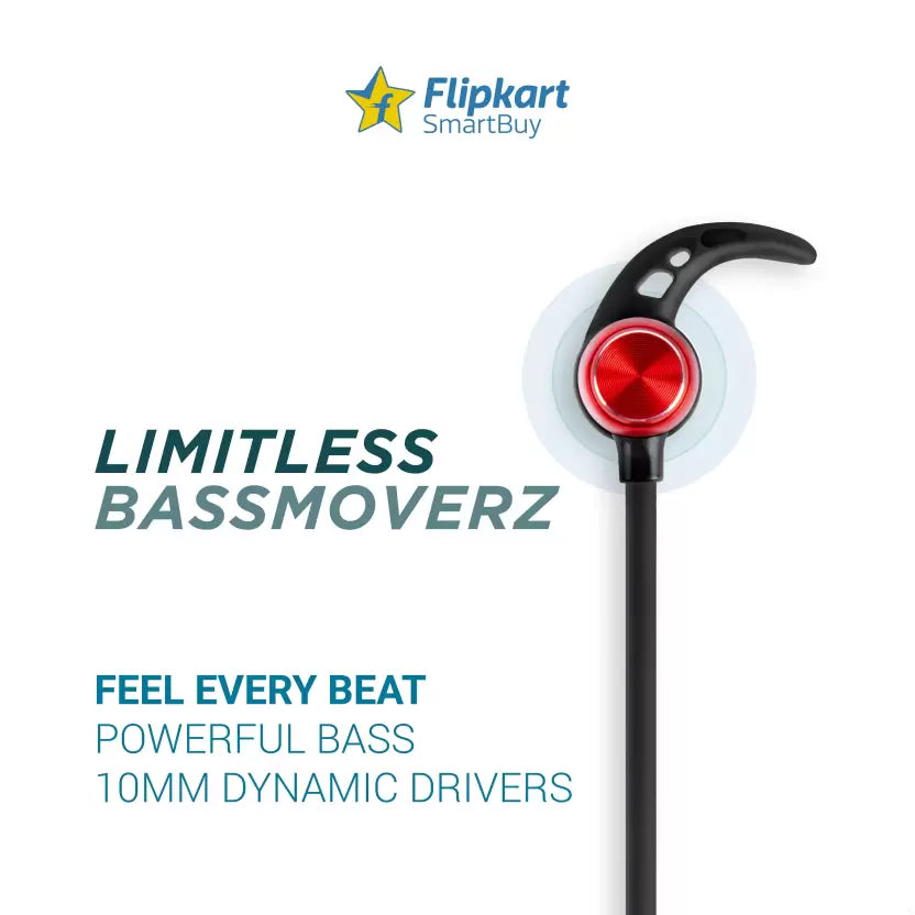(Open Box) Flipkart SmartBuy BassMoverz Bluetooth Headset (Black, Red, In the Ear)
