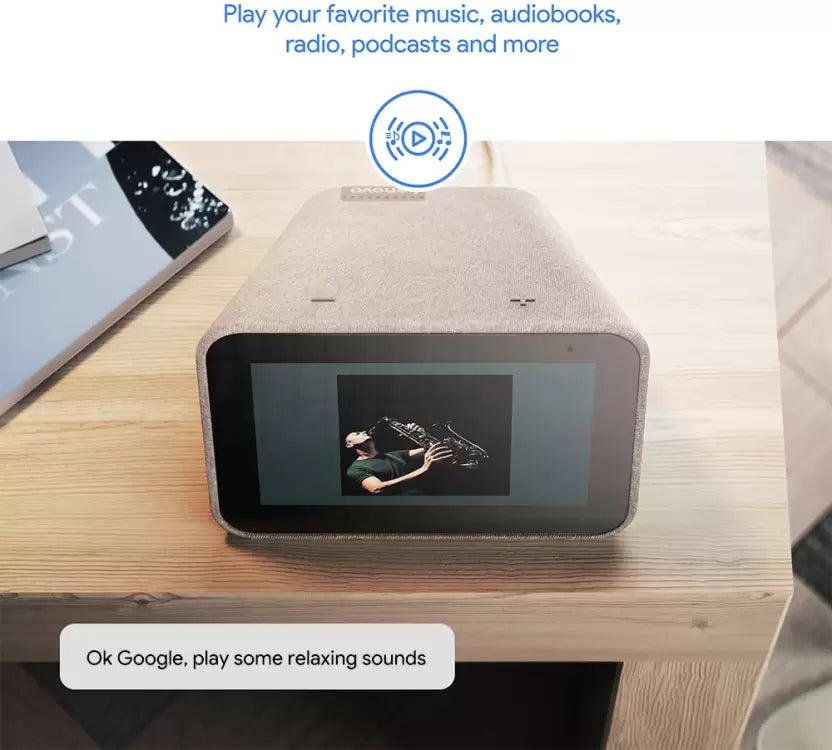 (Open Box) Lenovo Smart Clock with Google Assistant Smart Speaker