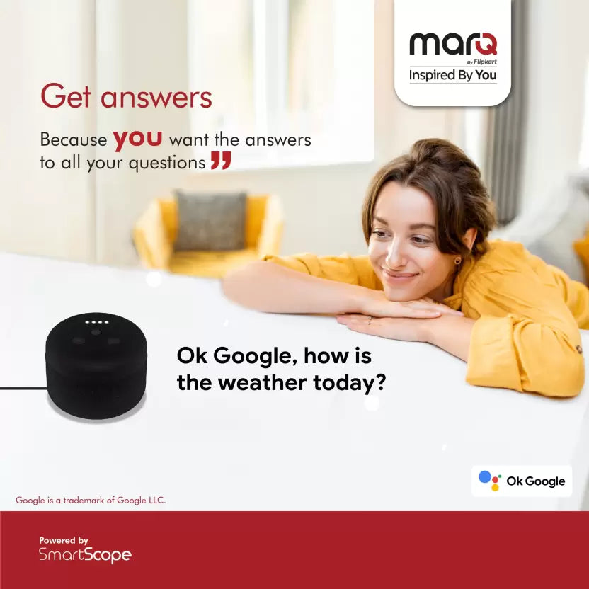 (Open Box) MarQ By Flipkart Smart Home Speaker with Google Assistant, Black