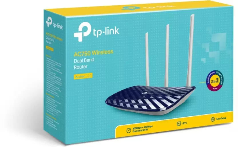 TP-Link Archer C20 AC WiFi 750 MBPS Wireless Router (Blue, Dual Band)