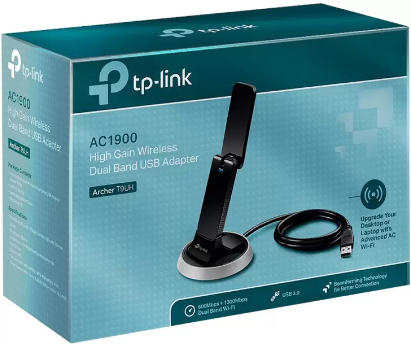 (Open Box) TP-Link Archer T9UH 1900 Mbps High Gain Wireless Dual Band USB Adapter (Black, Silver)
