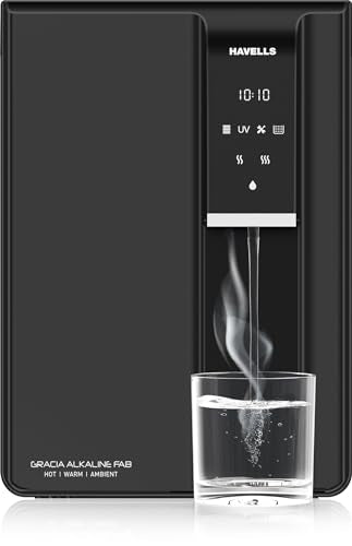 Havells Gracia Alkaline Water Purifier (Silver & Black), RO+UV+Alkaline, Hot, Warm & Ambient Water, Copper+Zinc, 8 Stage Purification, 7.5L SS Tank, Suitable for Borwell, Tanker & Municipal Water