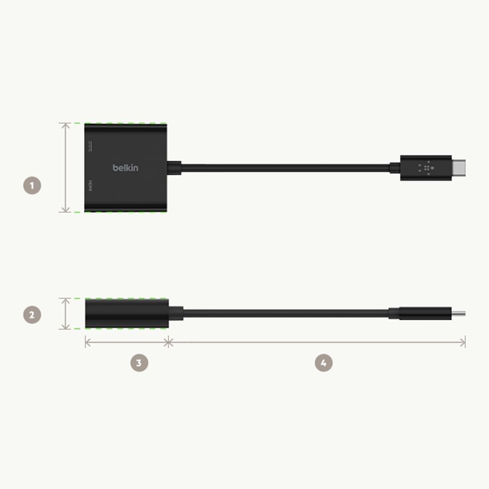 (Open Box) Belkin USB-C to VGA Adapter + Charge (Supports HD 1080p Video Resolution, 60W Pass-Through Power for Connected Devices) MacBook Pro VGA Adapter, Black