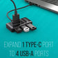 (Open Box) QUANTUM QHM7532 4 Port USB Hub with High Speed Data Transfer for Laptop, PC, Type C USB Hub  (Black)