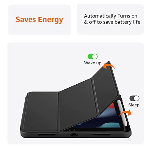 (OPEN BOX)AmazonBasics Smart Trifold Hard Matte Back Flip Stand Case Cover for Apple iPad 10.2 Cover iPad 9th Generation Cover 2021 8th Gen 2020 7th Gen 2019 Generation Case [Auto Sleep/Wake Case] - Black