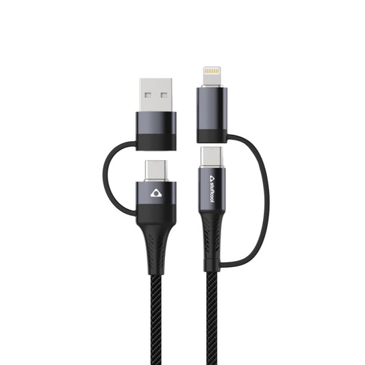 (Open box) Stuffcool Quad 4 in 1 Cable 65W PD USB to Lightning, USB to Type-C, Type-C to Lightning & Type C to Type-C Sync and Charge Nylon Braided Fast Charging Cable Compatible with iPhone 12/13/14, 1m 3 Feet