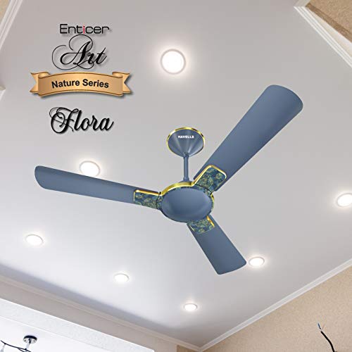 Havells Enticer Art Collector Edition 1200mm Decorative, Dust Resistant, High Power in Low Voltage (HPLV), High Speed Ceiling Fan (Rose Gold)