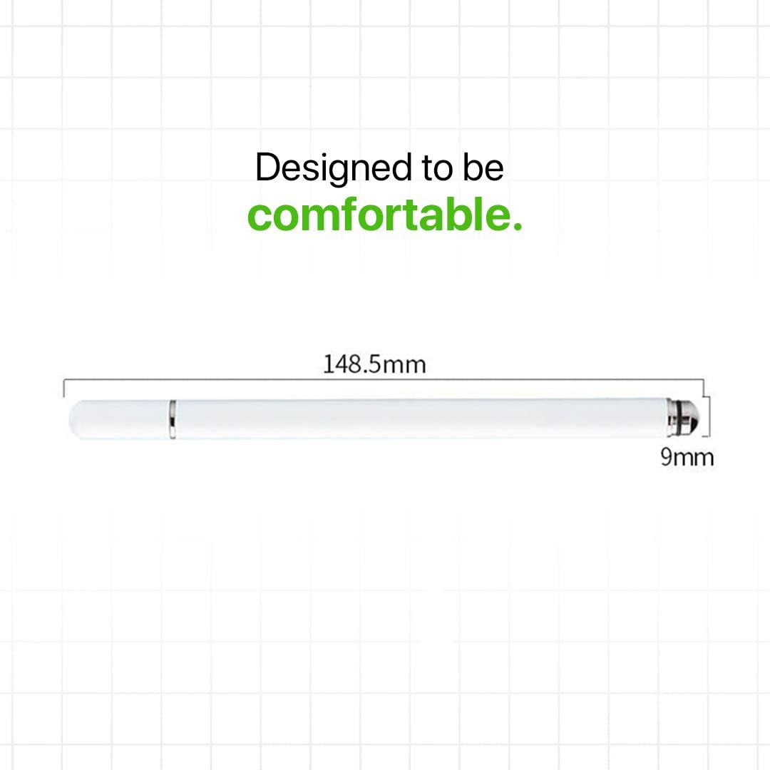 Dyazo Aluminium Fine Point Stylus Pen with Spare Disk for Touch Screens Devices, Compatible with iPad/iPhone/X/XR, Amazon Kindle and All Android/iOS Smart Phones and Tablets (White)