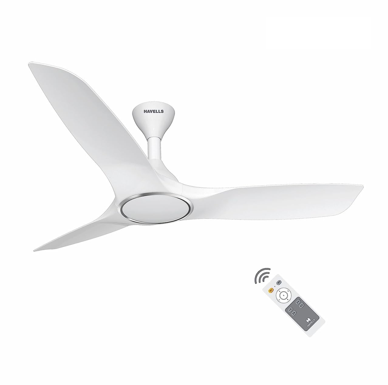 Havells 1200mm Stealth Air BLDC Motor Ceiling Fan | Remote Controlled, High Air Delivery Fan | 5 Star Rated, Upto 60% Energy Saving, 2 Year Brand Warranty | (Pack of 1, Pearl White)