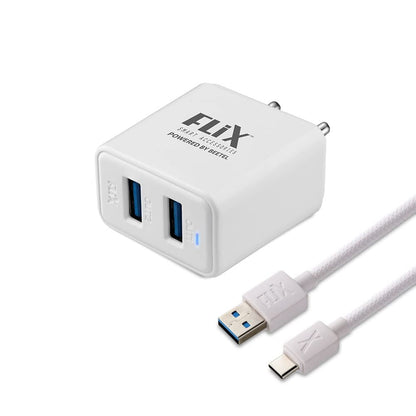 (Open Box) FLiX (Beetel) Storm 33W PD & QC Dual Port Wall Charger,USB Type A & Type C Output Widely Compatible for All Android & IOS Devices,Enhanced Safety,Light Weight & Compact,with Type C Cable (White–SD133)