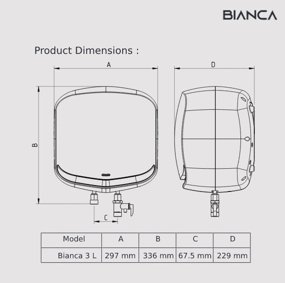 Havells Bianca 15 Litre Storage Wall Mount Water Heater | Temp. Knob, Glass Coated Tank, 5 Star Rated | Warranty: 7 Year On Tank, (Free Flexi Pipes, Installation & Shock Safe Plug) | (White)