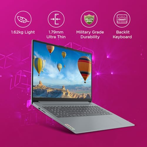 (BRAND REFURBISHED)Lenovo IdeaPad Slim 3 13th Gen Intel Core i7-13620H 15" (38.1cm) FHD IPS 300 Nits Thin & Light Laptop (16GB/512GB SSD/Win 11/MSO 21/1Yr ADP Free/Alexa Built-in/3 mon Game Pass/Grey/1.6Kg), 83EM008GIN