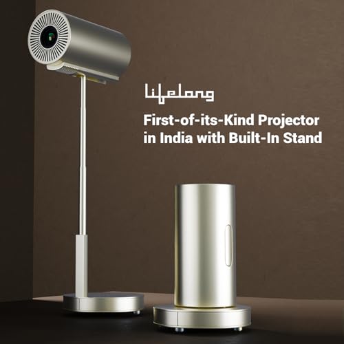 (Open Box) Lifelong Lightbeam Smart Projector for Home 4K Support, Native 720p HD Resolution, 2500 Lumen, Rotabable Design, Speaker, Android 11 with Built-in Apps (Netflix, Prime, Youtube) WiFi, 100''Max Display