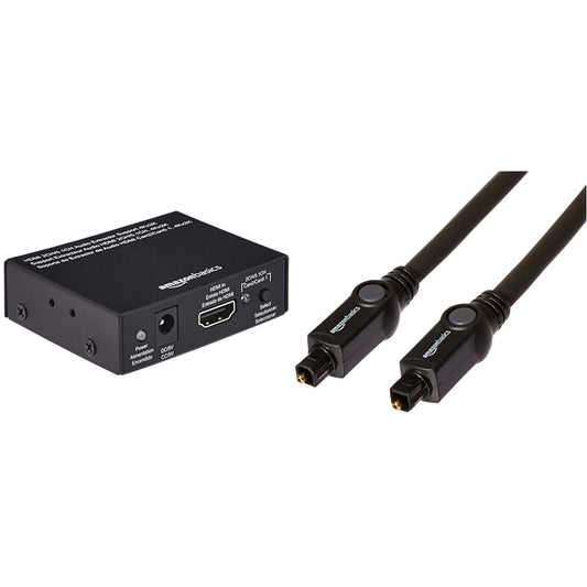 (Open Box) AmazonBasics 4K HDMI to HDMI and Audio (RCA Stereo or Spdif) Extractor Converter (Supports Apple TV,