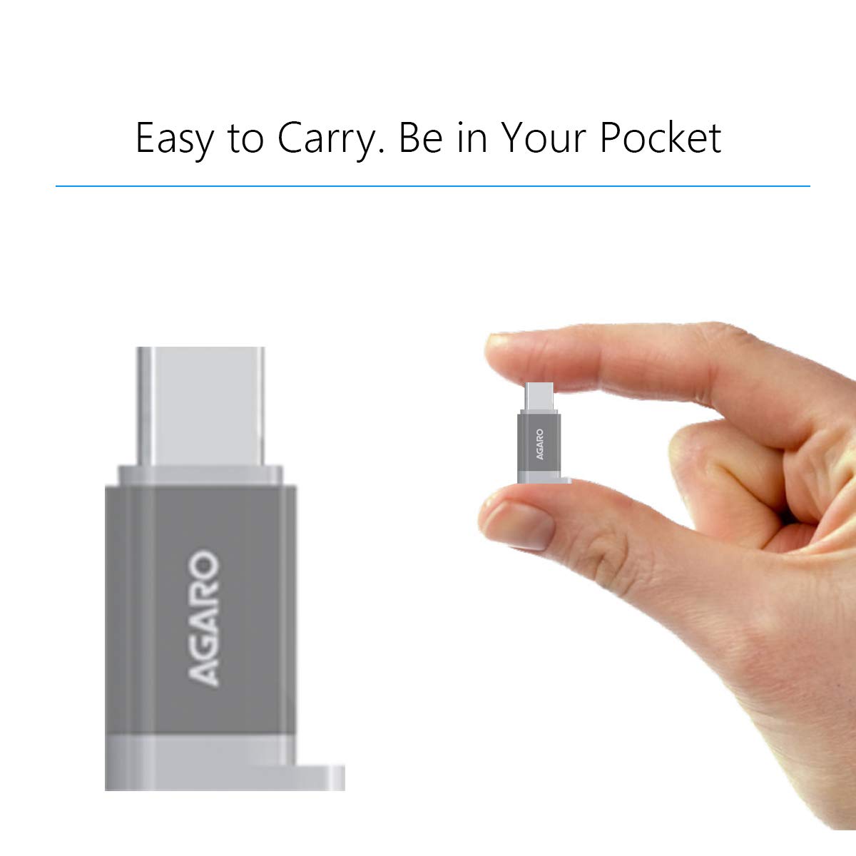 AGARO Micro USB to USB A Female OTG Adapter- (Metallic Grey)