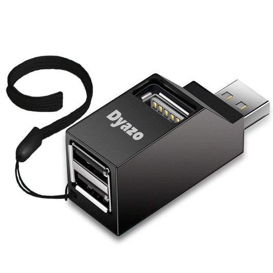 (Open Box)Dyazo 3-Port USB Data Hub High Speed Splitter Plug/Box/Adapter Expansion, Small, Compact, Universal Data Transfer, Wide Compatibility: Windows, Mac OS (Black)