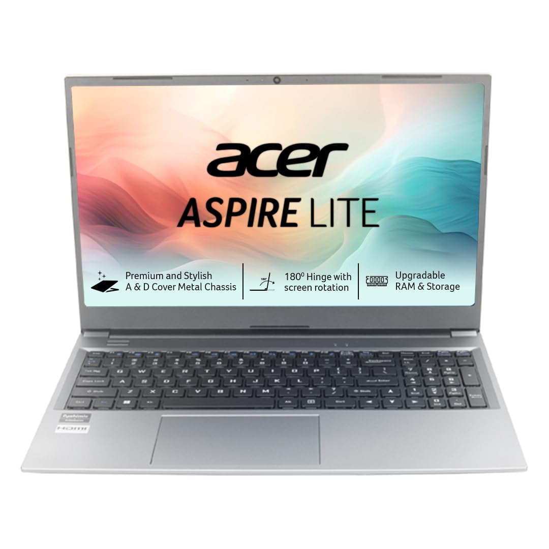 (Brand refurbished)Acer Aspire Lite AMD Ryzen 5 5500U Premium Thin and Light Laptop (16 GB RAM/512 GB SSD/Windows 11 Home) AL15-41, 39.62 cm (15.6") Full HD Display, Metal Body, Steel Gray, 1.59 KG