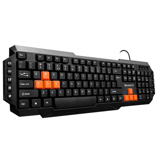 (Open Box) Amkette Xcite Pro USB Wired Keyboard for Laptop, PC and USB Support Devices with UV Coated Keys, 10 Instant one Touch Multimedia Keys & 3 LED Indicators (Black)