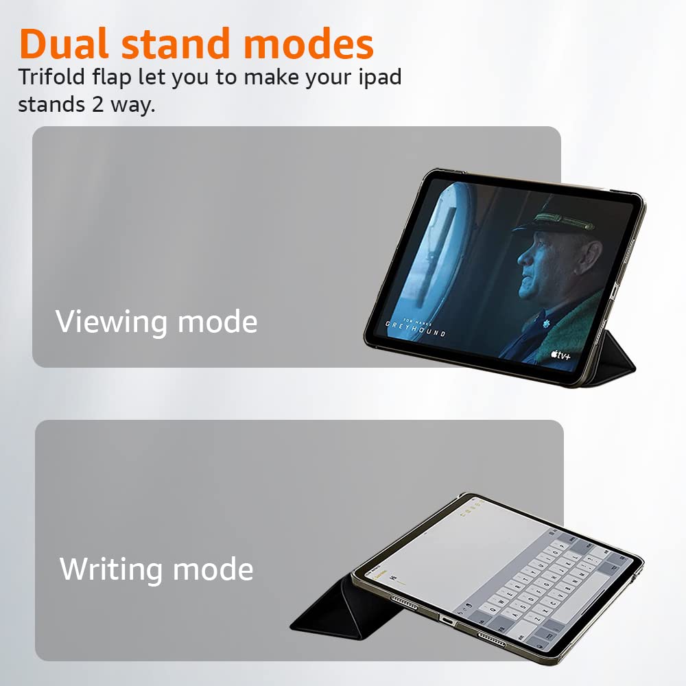 (OPEN BOX)AmazonBasics Smart Trifold Hard Matte Back Flip Stand Case Cover for Apple iPad 10.2 Cover iPad 9th Generation Cover 2021 8th Gen 2020 7th Gen 2019 Generation Case [Auto Sleep/Wake Case] - Black
