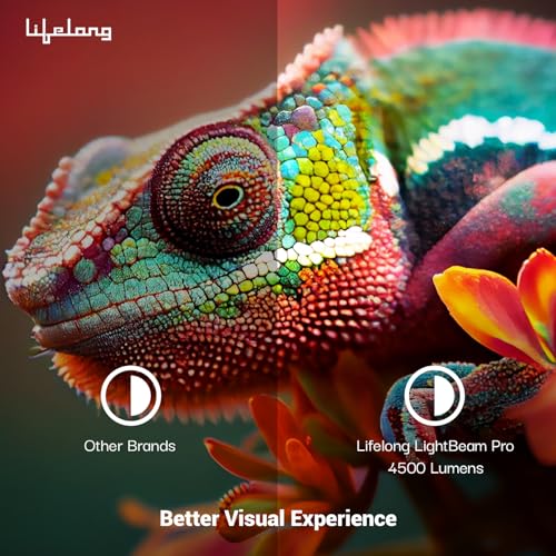 (Open Box) Lifelong Lightbeam Smart Projector for Home 4K Support, Native 720p HD Resolution, 2500 Lumen, Rotabable Design, Speaker, Android 11 with Built-in Apps (Netflix, Prime, Youtube) WiFi, 100''Max Display