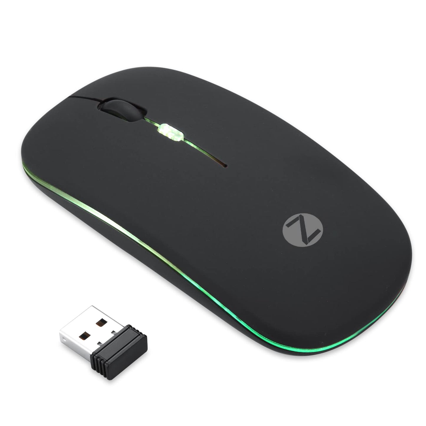 (Open Box) Zoook Blade Wireless Mouse -Rechargeable 7 Colour mice/ RGB Breathing Lights/ 3 DPI Levels/ Auto Shut Down/ Silent Click Technology/ 600 Mah Battery/ Light Weight/ Plug and Play (Black)