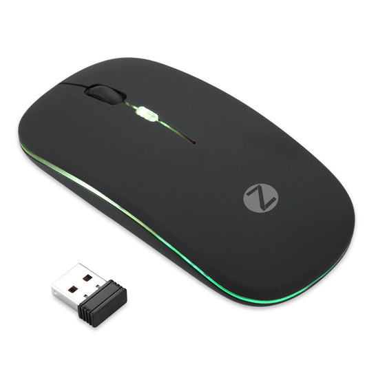 (Open Box) Zoook Blade Wireless Mouse -Rechargeable 7 Colour mice/ RGB Breathing Lights/ 3 DPI Levels/ Auto Shut Down/ Silent Click Technology/ 600 Mah Battery/ Light Weight/ Plug and Play (Black)