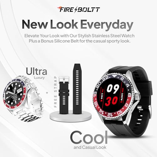 (Open Box) Fire-Boltt Quantum BSW088 Luxury & Sporty Stainless Steel Smartwatch, 1.28" Bluetooth Calling, 2 Looks in 1 Watch, High Resolution of 240 * 240 Px & TWS Connection