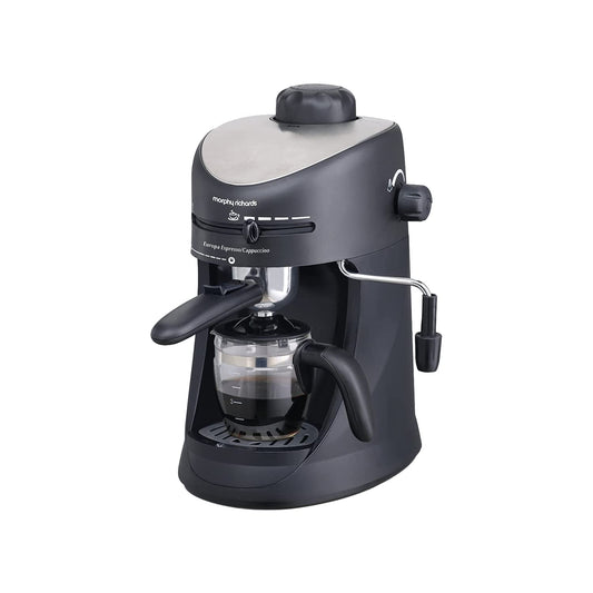 (Open Box) Morphy Richards New Europa 800-Watt Espresso and Cappuccino 4-Cup Coffee Maker (Black)