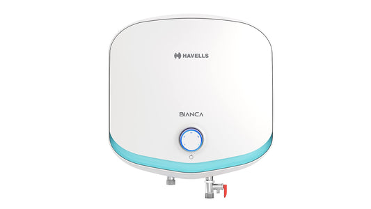 Havells Bianca 15 Litre Storage Wall Mount Water Heater | Temp. Knob, Glass Coated Tank, 5 Star Rated | Warranty: 7 Year On Tank, (Free Flexi Pipes, Installation & Shock Safe Plug) | (White)