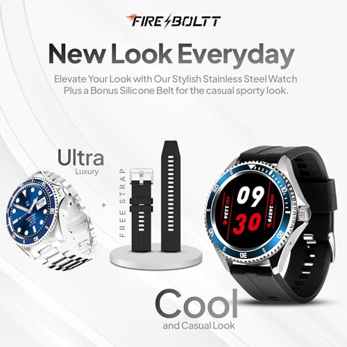 (Open Box) Fire-Boltt Quantum BSW088 Luxury & Sporty Stainless Steel Smartwatch, 1.28" Bluetooth Calling, 2 Looks in 1 Watch, High Resolution of 240 * 240 Px & TWS Connection