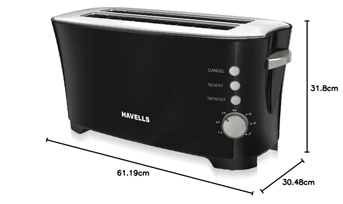 Havells Feasto 4S Pop Toaster - 1350 Watts (Black_Free Size)