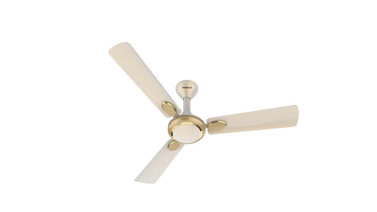 Havells Fusion Prime ES 1200mm Decorative Ceiling Fan with 100% Pure Copper|Watt: 52|Air Flow: 220 cmm|Speed: 350 RPM|65 dB|(Pearl Ivory Gold)