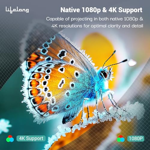 (Open Box) Lifelong Lightbeam Smart Projector for Home 4K Support, Native 720p HD Resolution, 2500 Lumen, Rotabable Design, Speaker, Android 11 with Built-in Apps (Netflix, Prime, Youtube) WiFi, 100''Max Display