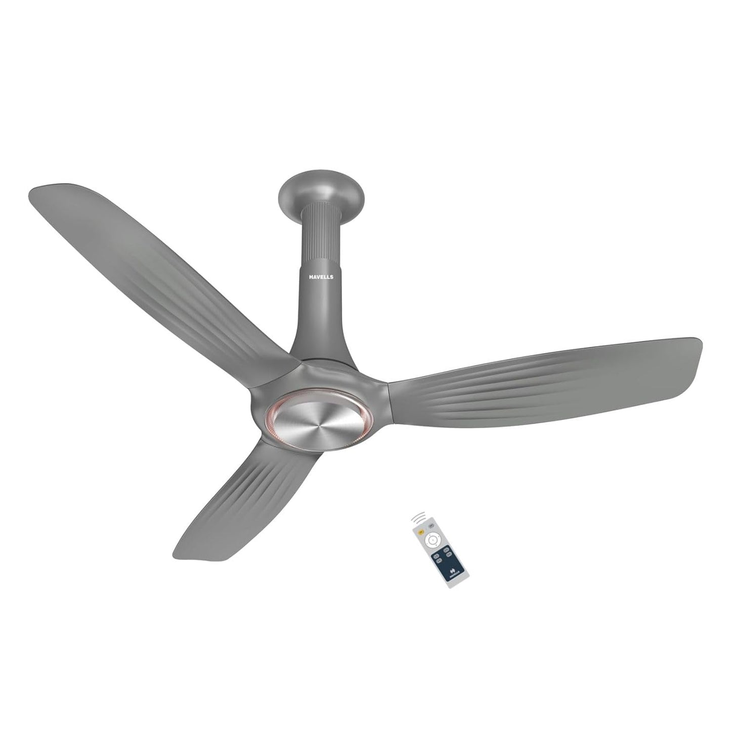 Havells 1200mm Inox BLDC Motor Ceiling Fan | Premium Look with RF Remote, 100% Copper, Upto 60% Energy Saving | Aerodynamic Ribbed Blades, Low Noise, Dust Resistant | (Pack of 1, Pearl White)