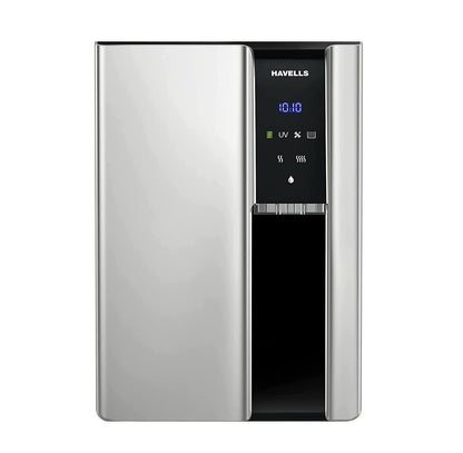 Havells Gracia Alkaline Water Purifier (Silver & Black), RO+UV+Alkaline, Hot, Warm & Ambient Water, Copper+Zinc, 8 Stage Purification, 7.5L SS Tank, Suitable for Borwell, Tanker & Municipal Water