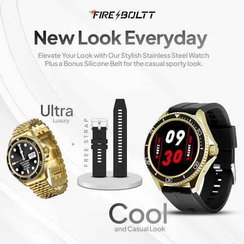 (Open Box) Fire-Boltt Quantum BSW088 Luxury & Sporty Stainless Steel Smartwatch, 1.28" Bluetooth Calling, 2 Looks in 1 Watch, High Resolution of 240 * 240 Px & TWS Connection