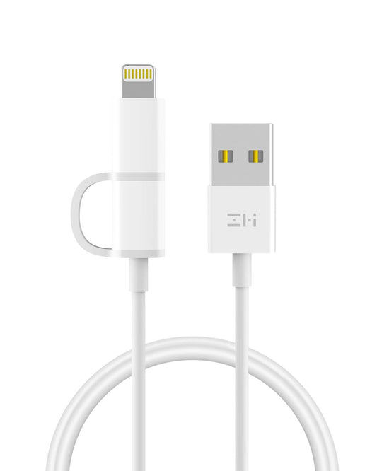 (Open Box) ZMI 2-in-1 Lightning and Micro-USB Combo Cable for iOS and Android, 3.3 ft/1 m, MFi Certified Charging and Data Sync for iPhone, iPad, iPod, and More