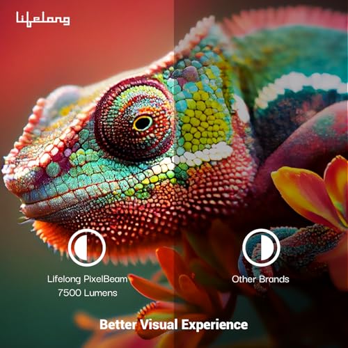 (Open Box) Lifelong Lightbeam Smart Projector for Home 4K Support, Native 720p HD Resolution, 2500 Lumen, Rotabable Design, Speaker, Android 11 with Built-in Apps (Netflix, Prime, Youtube) WiFi, 100''Max Display