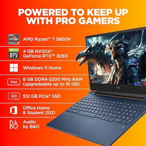 (BRAND REFURBISHED)HP Victus Gaming Laptop,Windows 11 Home,AMD Ryzen 5 5600H,4Gb RTX 3050 Gpu,15.6-Inch (39.6 Cm),Fhd,IPS,144Hz,16Gb Ddr4,512Gb Ssd,Backlit Kb,B&O,9Ms Response Time,Dual Speakers (Blue,2.37 Kg),Fb0106Ax