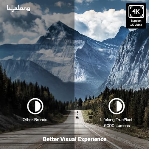 (Open Box) Lifelong Lightbeam Smart Projector for Home 4K Support, Native 720p HD Resolution, 2500 Lumen, Rotabable Design, Speaker, Android 11 with Built-in Apps (Netflix, Prime, Youtube) WiFi, 100''Max Display