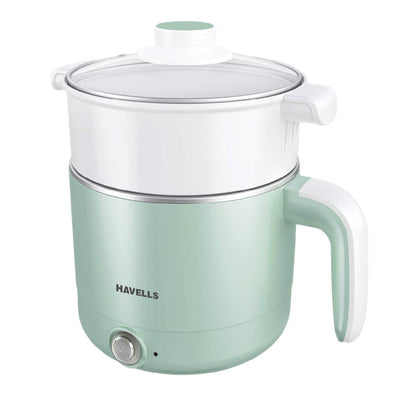 Havells Capture 1.2 Ltr Multi Cook Kettle with Steamer Basket| 304 SS Rust Resistant Body | Wider Mouth| Keep Warm Function | Steam Sensor Auto Cut Off | Cool Touch Outer Body | 2 Yr Warranty