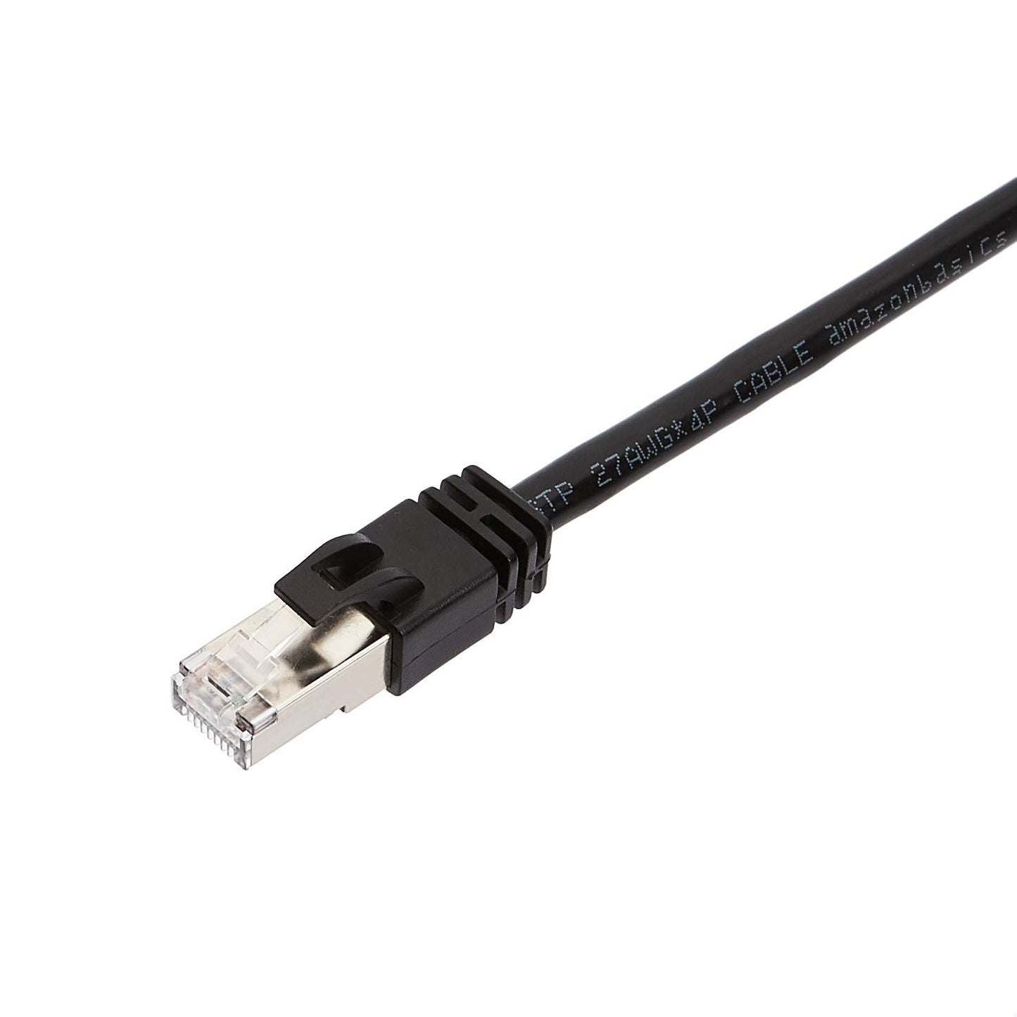 (Open Box) amazon basics Rj45 Cat 7 High-Speed Gigabit Ethernet Patch Internet Cable For Printer, Server (10Gbps, 600Mhz - Black, 3-Feet), Black