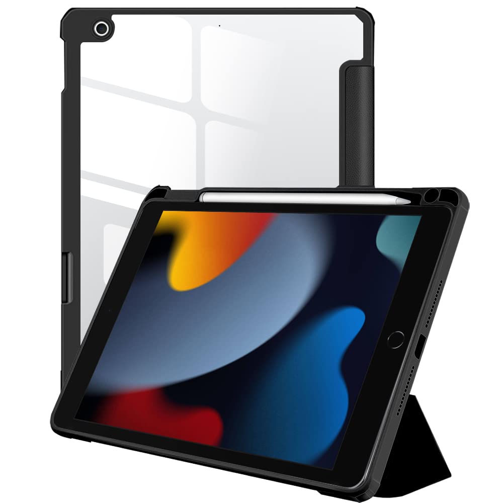 (OPEN BOX)AmazonBasics Smart Trifold Hard Matte Back Flip Stand Case Cover for Apple iPad 10.2 Cover iPad 9th Generation Cover 2021 8th Gen 2020 7th Gen 2019 Generation Case [Auto Sleep/Wake Case] - Black