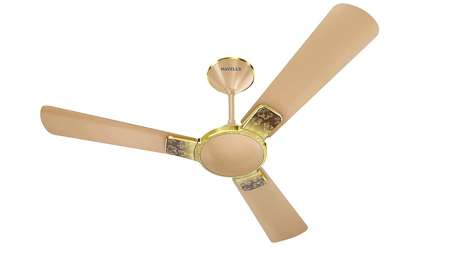 Havells Enticer Art Collector Edition 1200mm Decorative, Dust Resistant, High Power in Low Voltage (HPLV), High Speed Ceiling Fan (Rose Gold)