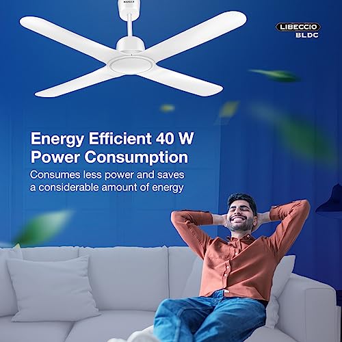 Havells 1200Mm Libeccio Bldc Motor Ceiling Fan|Premium Finish With Rf Remote, 100% Copper, Upto 60% Energy Saving|Low Noise: 55Db, 2 Year Warranty, Dust Resistant| 5 Stars